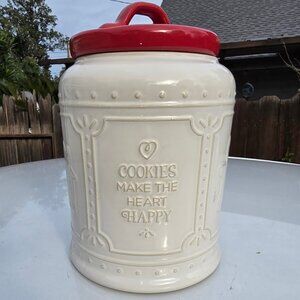 Happy Heart Ceramic Cookie Jar  / Demdaco Happy Heart Ceramic Cookie Jar